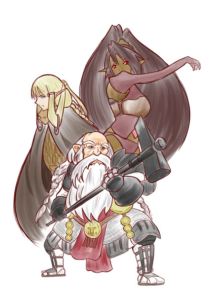 ドワーフとエルフとダークエルフ 大悟朗 さんのイラスト ニコニコ静画 イラスト