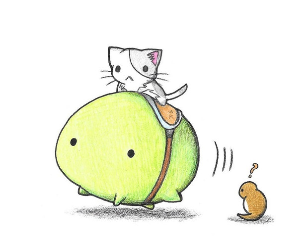 カエルに乗るにゃんこ わにねこwithくまこ さんのイラスト ニコニコ静画 イラスト