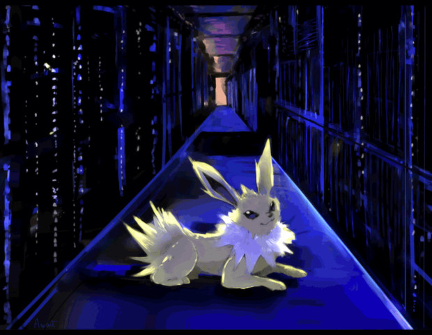 さーばーがおちないようにみてる