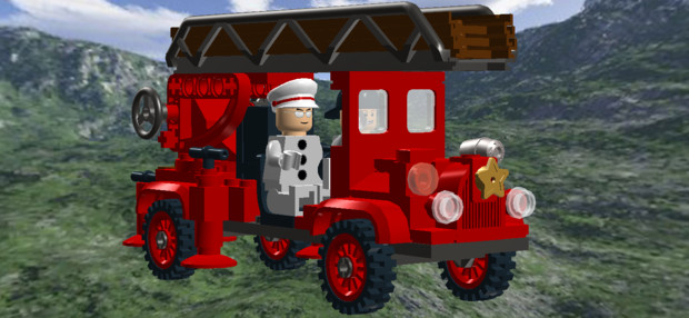 LDDでクラシックはしご車作ってみた。