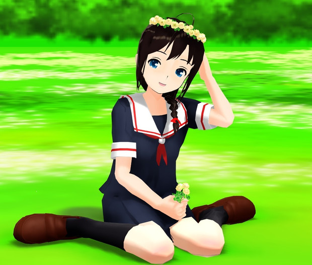 Mmd艦これ ノーマル時雨嬢とシロツメクサの花冠 時雨進水日18 甲乙亭丙左衛門 さんのイラスト ニコニコ静画 イラスト