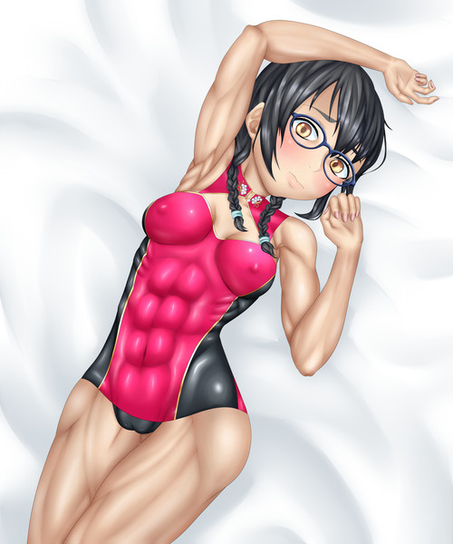 地味筋肉娘 チャイナスク水withメガネ つかっちゃん 絵描き見習い さんのイラスト ニコニコ静画 イラスト
