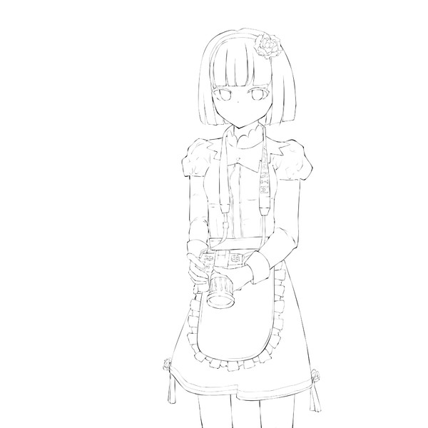メイドとカメラ 線画 ろりこたつ さんのイラスト ニコニコ静画 イラスト