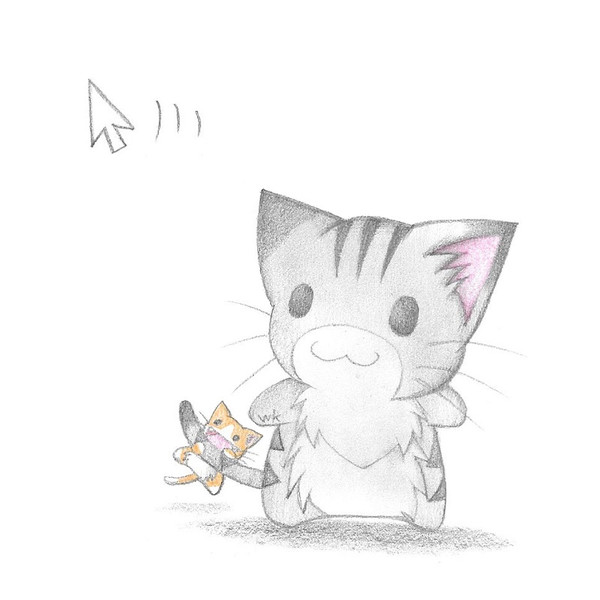 カーソルを見つめるにゃんこ わにねこwithくまこ さんのイラスト ニコニコ静画 イラスト
