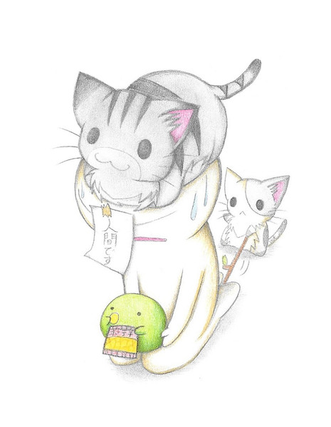 にゃんこに乗られる人間 わにねこwithくまこ さんのイラスト ニコニコ静画 イラスト