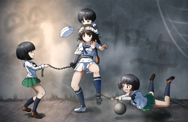 ガルパン 風紀委員によるムラカミ制圧 灰色プリン Nakanokami さんのイラスト ニコニコ静画 イラスト