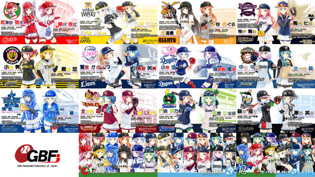 12球団オリジナル野球娘 ８ｋ壁紙 Atsuagi さんのイラスト ニコニコ静画 イラスト