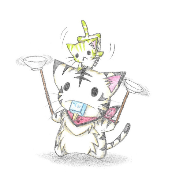 皿回しするにゃんこ わにねこwithくまこ さんのイラスト ニコニコ静画 イラスト