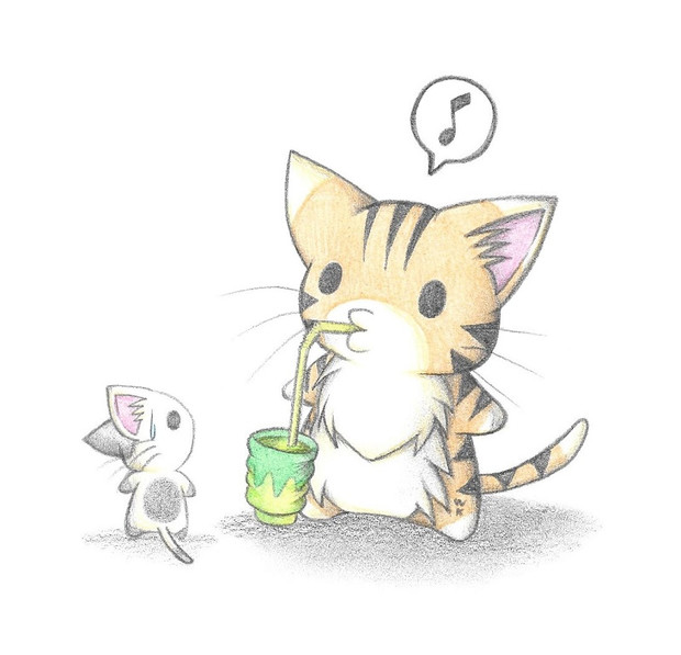 お茶を飲むにゃんこ わにねこwithくまこ さんのイラスト ニコニコ静画 イラスト