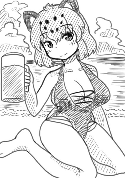 ビールと砂浜とビキニなジャガーさん