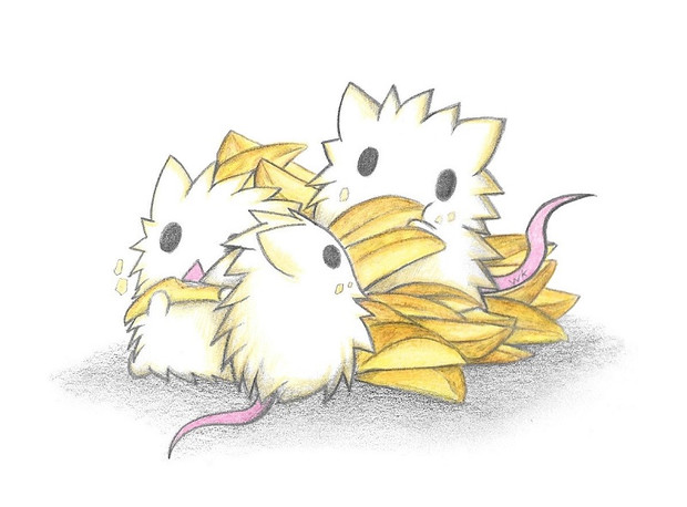 フライドポテトを食べるネズミ達 わにねこwithくまこ さんのイラスト ニコニコ静画 イラスト