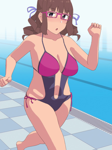 走る水着女子GIFアニメ