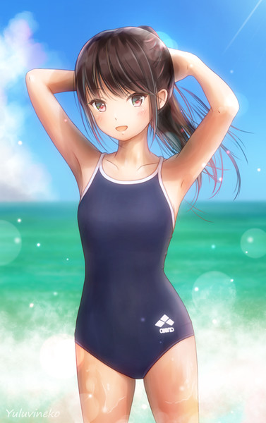 ポニーテールのスクール水着の子 ゆるびね さんのイラスト ニコニコ静画 イラスト