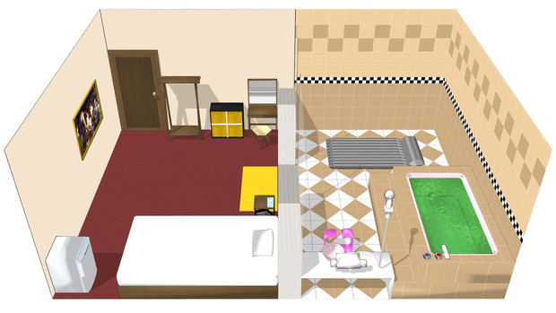 Mmdアクセサリ配布 風呂がデカい部屋 灰色 さんのイラスト ニコニコ静画 イラスト
