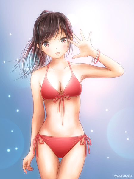ポニーテールの女の子 ビキニ水着 ゆるびね さんのイラスト ニコニコ静画 イラスト