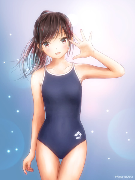 ポニーテールの女の子 スクール水着 ゆるびね さんのイラスト ニコニコ静画 イラスト