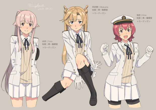 94夏コミ新刊 艦これ雑記帳 ラクガキパートより 由良 鬼怒 阿武隈 第一種夏服 きーくん さんのイラスト ニコニコ静画 イラスト