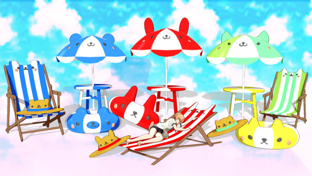 Mmd どうぶつビーチセット アクセサリ配布 ぼたん さんのイラスト ニコニコ静画 イラスト