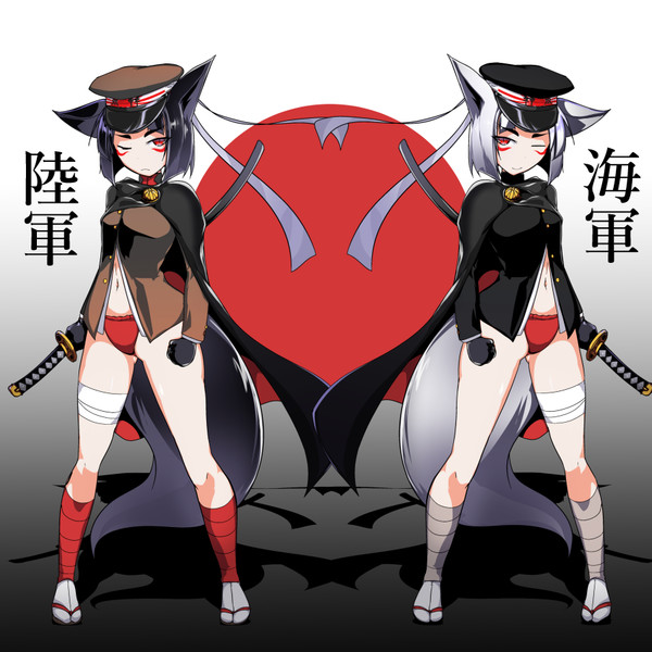 ジャポンちゃん 海軍版と陸軍版 龍トウ さんのイラスト ニコニコ静画 イラスト