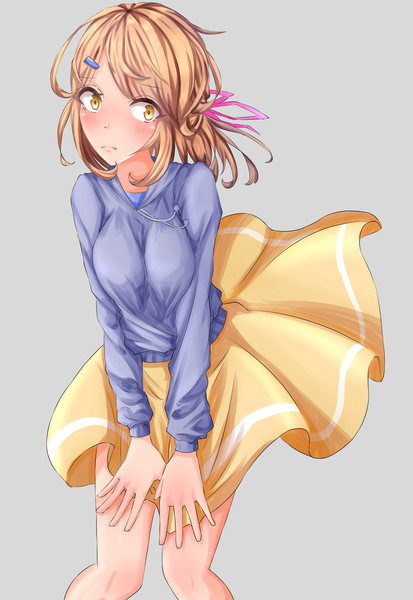 スカートをおさえる女性 ニコニコ静画 イラスト