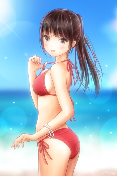 ポニーテールの女の子 ビキニ水着 ゆるびね さんのイラスト ニコニコ静画 イラスト