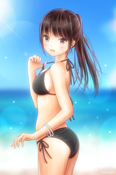 ポニーテールの女の子 ビキニ水着 / ルノファ さんのイラスト