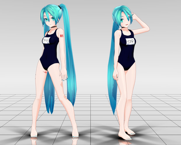 【MMD】底辺508式初音ミク・スクール水着【配布終了】