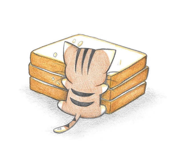 食パンを食べるひっつき虫にゃんこ わにねこwithくまこ さんのイラスト ニコニコ静画 イラスト
