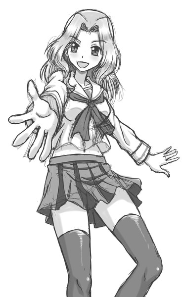 ラフ画　ケイさん、大洗女子学園制服バージョン。