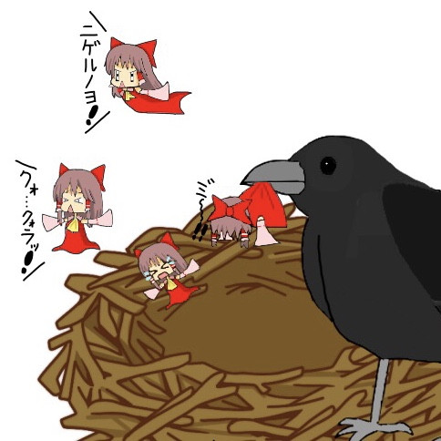 カラスに襲われる野生の子サケノミ アイストレッチ さんのイラスト ニコニコ静画 イラスト