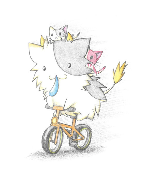 自転車に乗る牛ちゃん