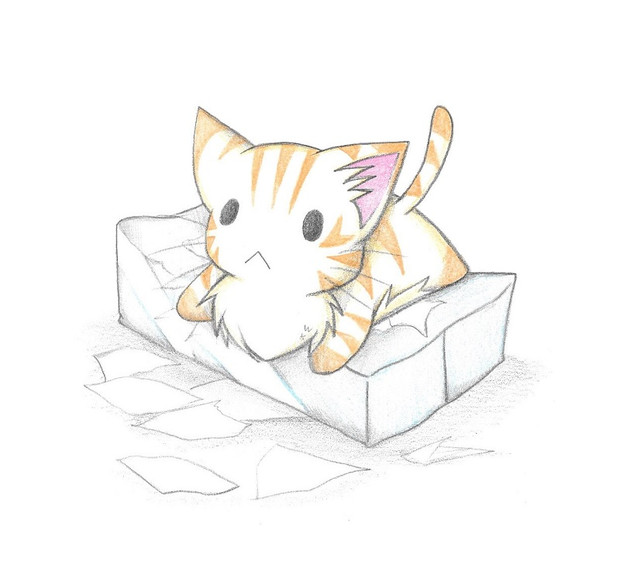 ティッシュ箱を占領するにゃんこ わにねこwithくまこ さんのイラスト ニコニコ静画 イラスト