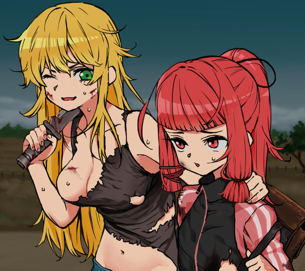 支援絵 マキと茜と時々ゾンビ Digital さんのイラスト ニコニコ静画 イラスト