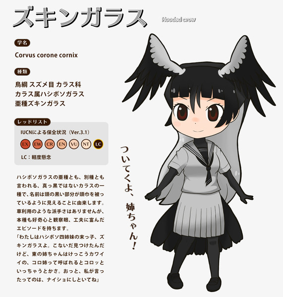 ハシボソ四姉妹オリフレs ズキンガラス リライト ニコニコ静画 イラスト