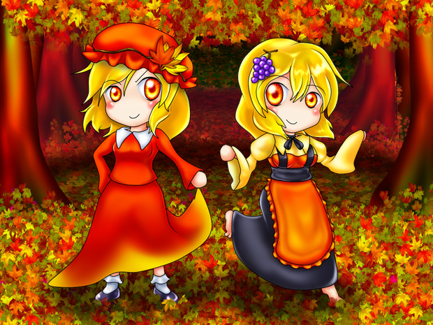 帽子の姉と髪飾りの妹な秋神様