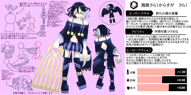 コンパス アタッカー 鴉雅さら カラスの擬人化 群れのカラスを呼ぶ 骸骨サキ さんのイラスト ニコニコ静画 イラスト