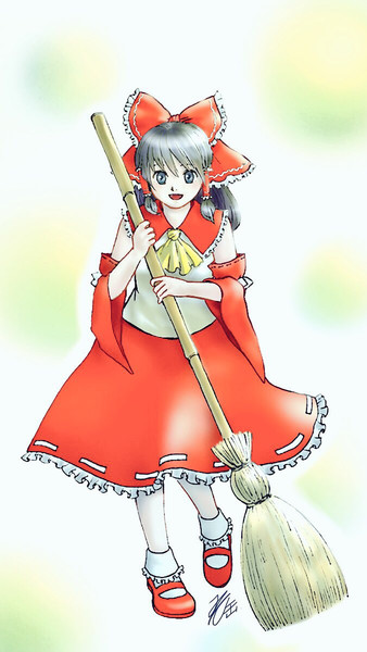 ほうき持った霊夢 みそ缶 さんのイラスト ニコニコ静画 イラスト