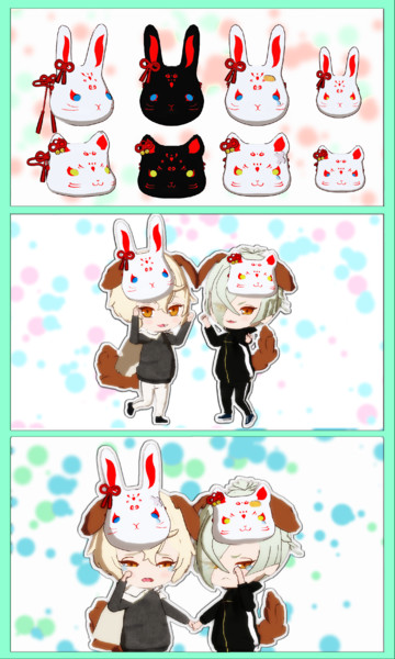 Mmd うさ面 にゃんこ面 アクセサリ配布 ぼたん さんのイラスト ニコニコ静画 イラスト