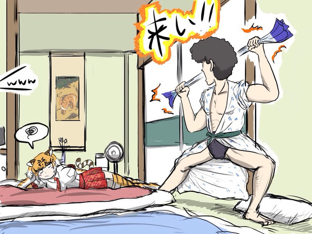 旅館で唐突にトラ退治を始める大泉洋 Mafty さんのイラスト ニコニコ静画 イラスト