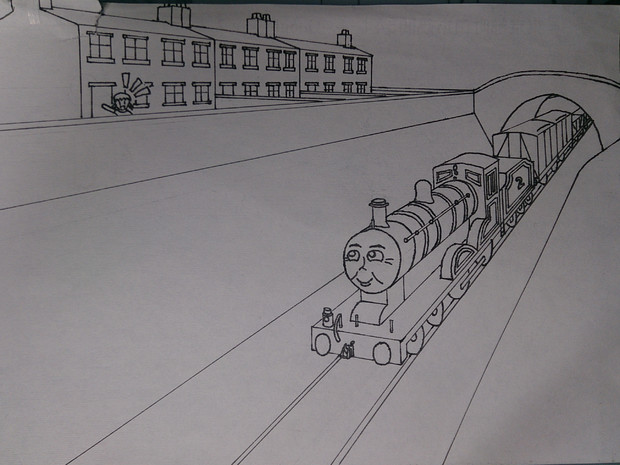 手を振る少女と古い機関車 未彩色 １ｅ１ 紅の５号 さんのイラスト ニコニコ静画 イラスト