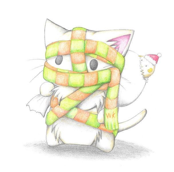 マフラーにゃんこサンタ わにねこwithくまこ さんのイラスト ニコニコ静画 イラスト