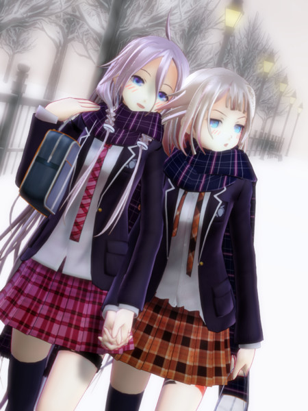 噂のaria姉妹 冬の学校帰り はつねらふぃ さんのイラスト ニコニコ静画 イラスト