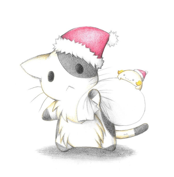 サンタにゃんことサンタヒツジ わにねこwithくまこ さんのイラスト ニコニコ静画 イラスト