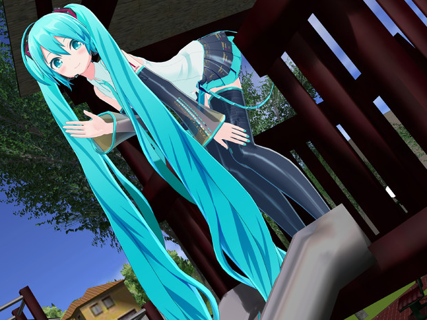 Mmd すべり台の上から どっとミクさん Kotaro さんのイラスト ニコニコ静画 イラスト