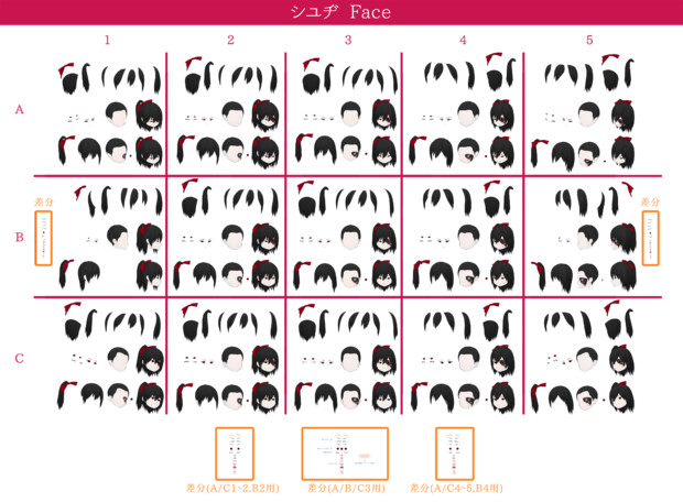 シユヂ 顔パターン素材（25%縮小サンプル）