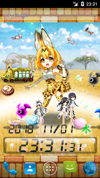 けものフレンズ サーバル A 待受flash時計 ライブ壁紙 時猫 さんのイラスト ニコニコ静画 イラスト