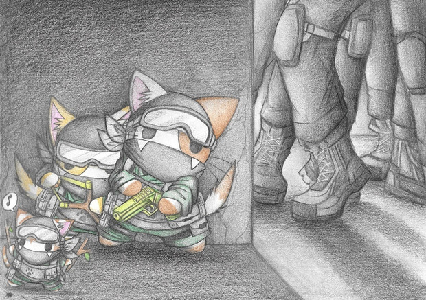 演習する特殊部隊にゃんこ わにねこwithくまこ さんのイラスト ニコニコ静画 イラスト