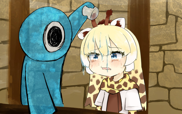 カフェで水をかけられてしまうアミメキリンちゃん なっとぅ さんのイラスト ニコニコ静画 イラスト