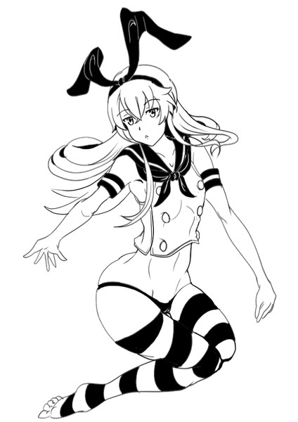 白黒で島風っち となりのマッキンタイア さんのイラスト ニコニコ静画 イラスト
