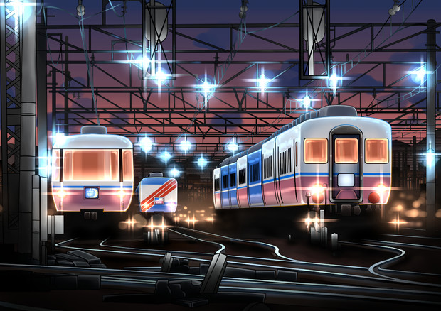 車両基地 夕刻 やまとじ さんのイラスト ニコニコ静画 イラスト